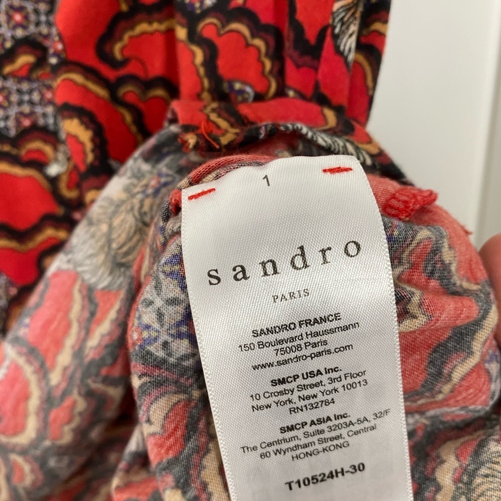 Sandro Paris Tiger Print Graphic Top Sz XS - Picture 3 of 11